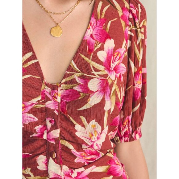 🆕FAHERTY Sorrento Maxi Dress Tropical Floral Small 4 - Picture 6 of 12